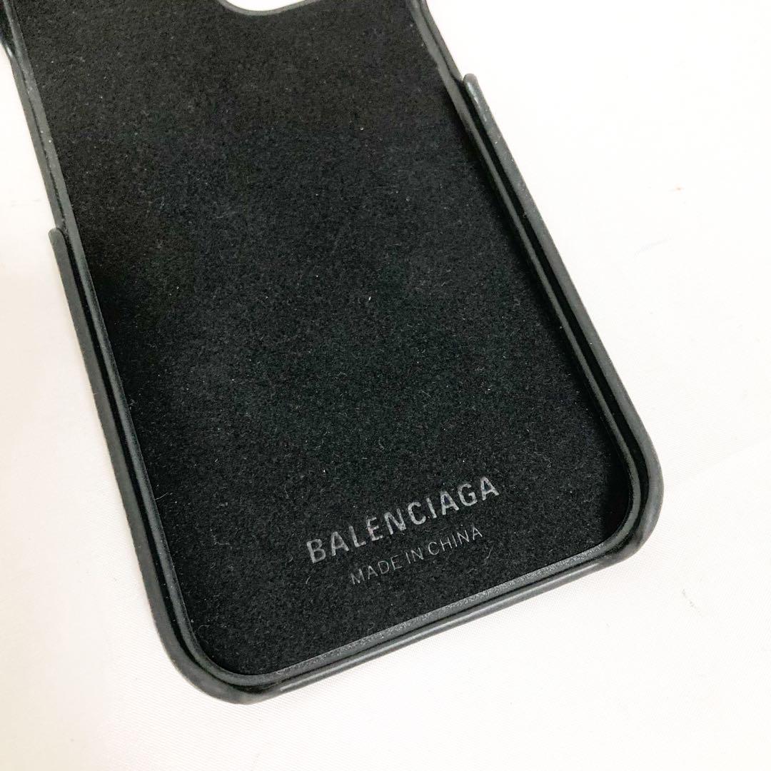在庫処分 激安 極美品 バレンシアガiphone13 スマホケース 箱 保存袋付 ブラック iPhoneアクセサリー