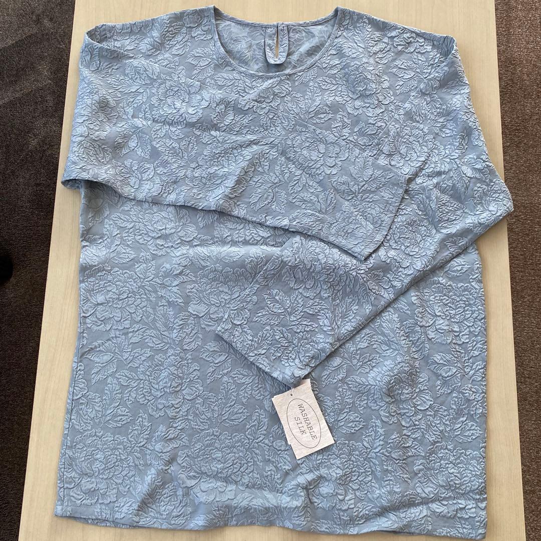 【新品未使用】三越 PURE SOIE シャツ ブラウス 長袖 シルク100%