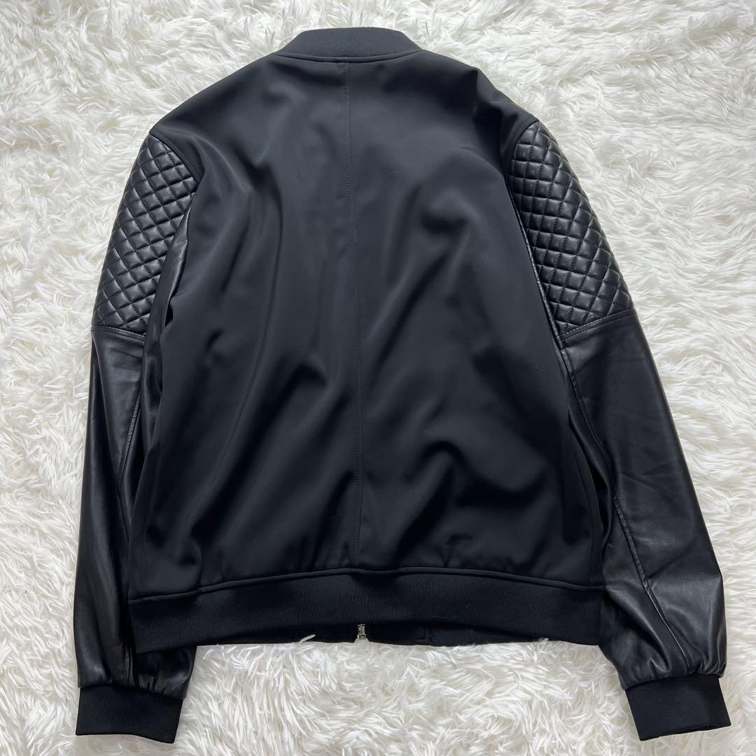 未使用級✨2XL相当✨ZARA MAN シングルライダースジャケット 切替 黒