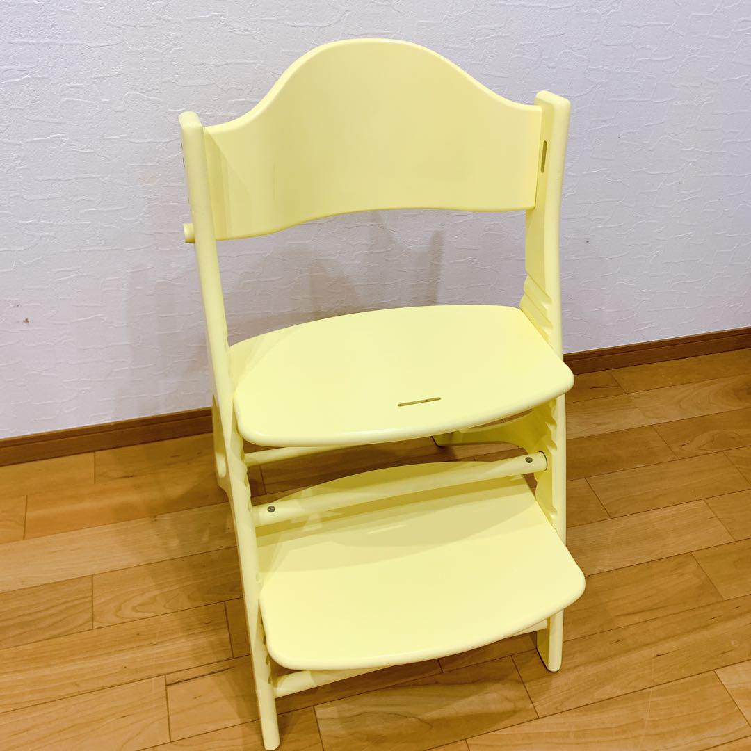 【使用期間短い】大和屋　アッフルチェア　ベビー　クリームイエロー　高さ調整　幼児