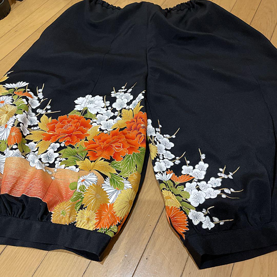までの⒭ 留袖リメイク ワイドパンツ lEYg0-m66520072709 ⒊しギャザー