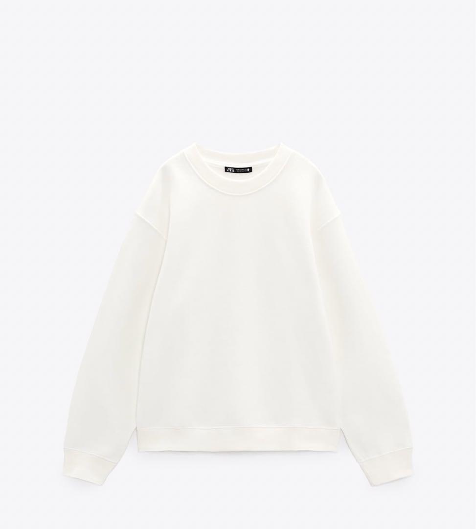 【値下】エンブロリダリーキルティングスウェットシャツ　ZARA ザラ Lサイズ ZARA キルティング スウェット シャツ L トレーナー 新品