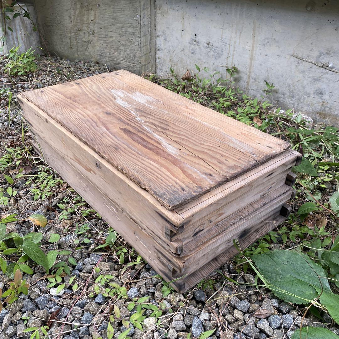 代引き人気 もろぶた ばんじゅう 木製収納ケース 昭和レトロ 蓋付き 木箱 保存容器・ケース