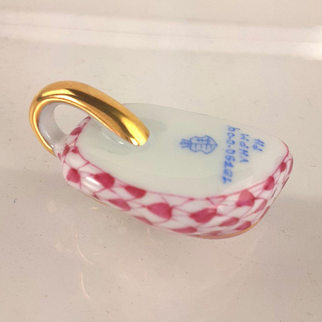 HEREND ヘレンド ペンダント 磁器 ふくろう ピンク ネックレス 箱付 画像8