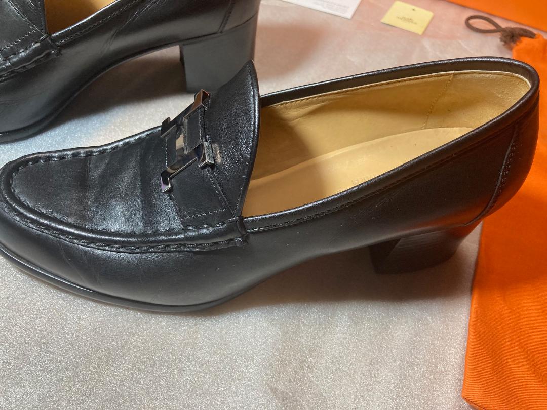 エルメス コンスタンスHロゴ ローファー　25cm ブラック 美品 エルメス HERMES ローファー パンプス Hロゴ コンスタンス