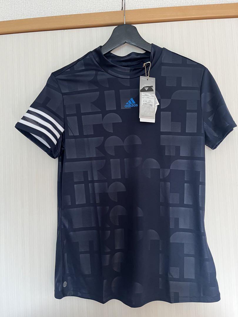 新品 L アディダス adidas ゴルフ モックネック シャツ ネイビー