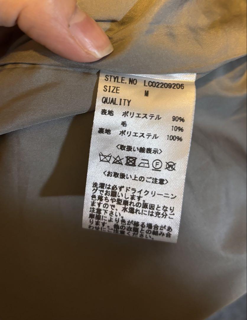 【公式完売品】nairo ノーカラーウェーブデザインコート　ライトグレーMサイズ
