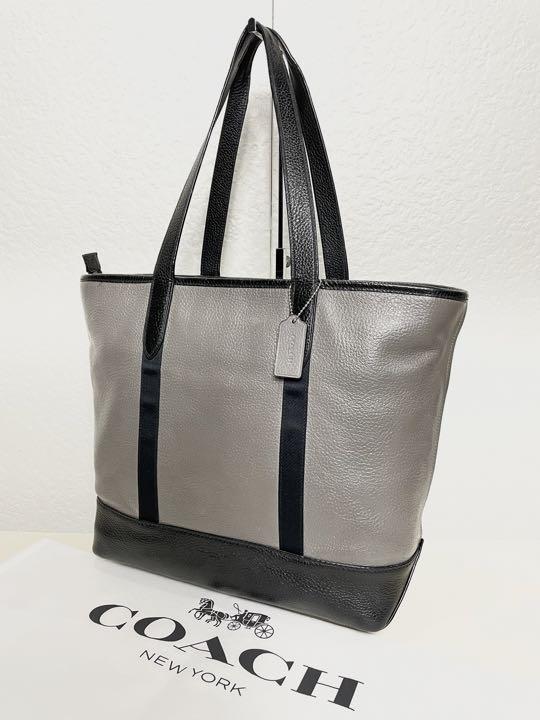 格安 定価10万 コーチ メンズ ビジネス バッグ レザー トート メンテ