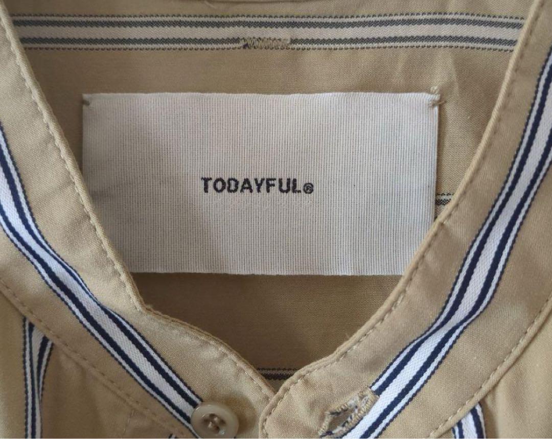 Stripe Over Shirts長袖シャツ　todayful ベージュ