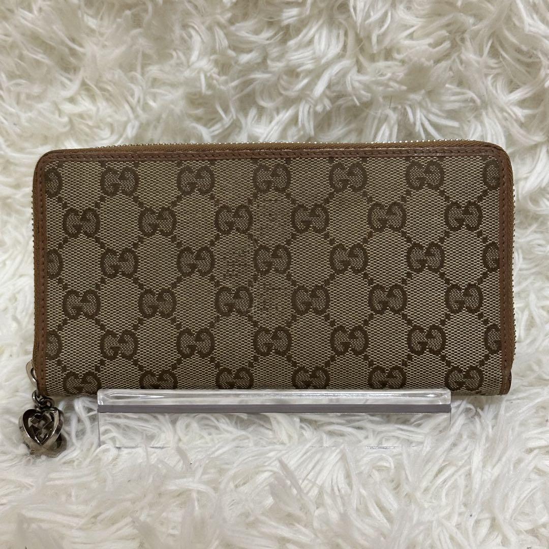 GUCCI ラウンドジップ インターロッキング GG柄 キャンバス レザー