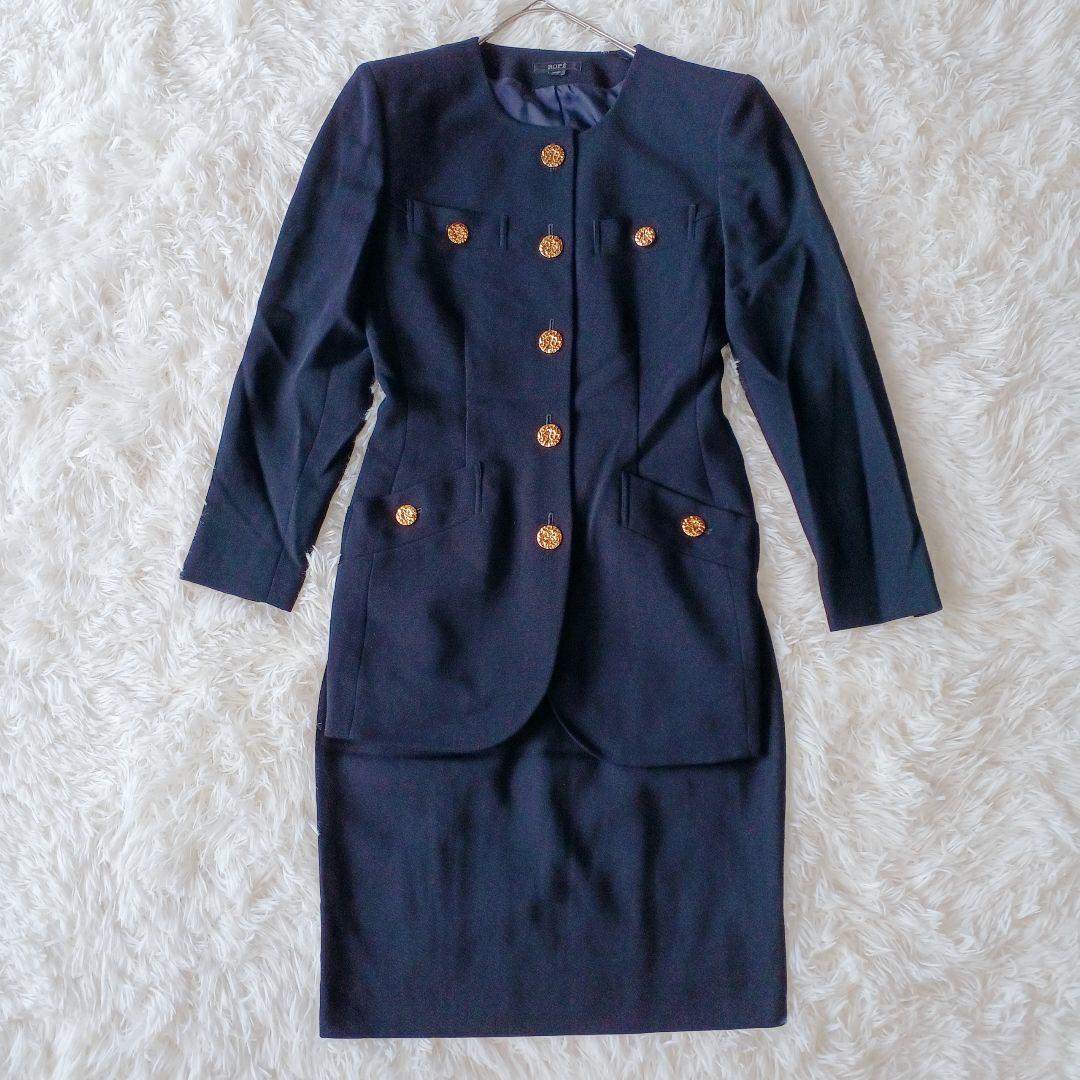 美品☆ROPE スカート セットアップ 金ボタン ボディコン バブリー