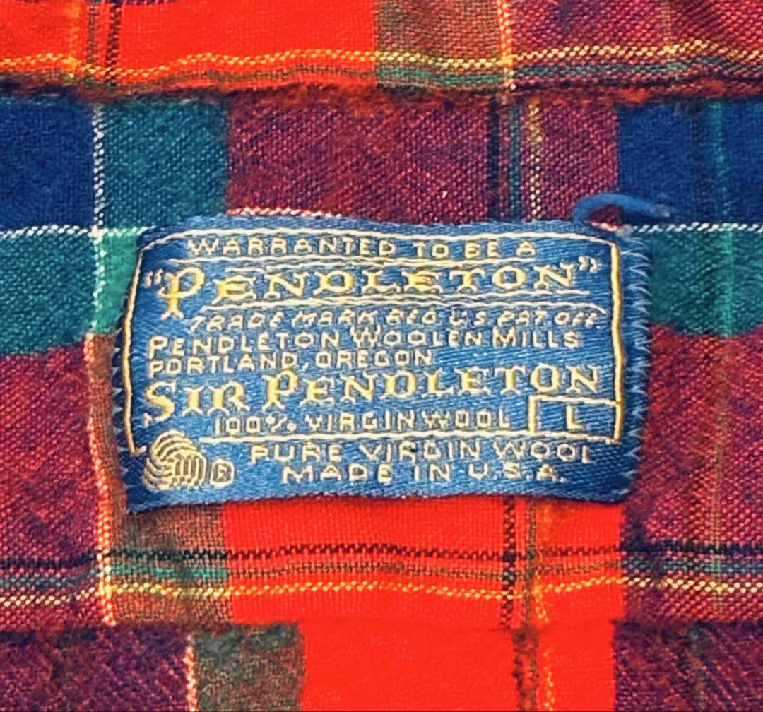 70年代　ペンドルトン　PENDELTON 長袖　チェック　ネルシャツ　赤　L