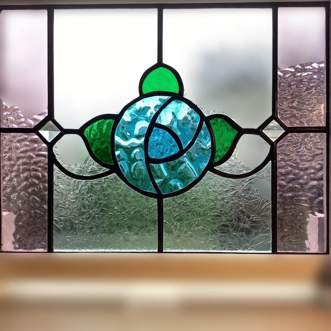 ステンドグラスパネルブルーローズ(1726) ステンドグラスパネルブルーローズ(1726)