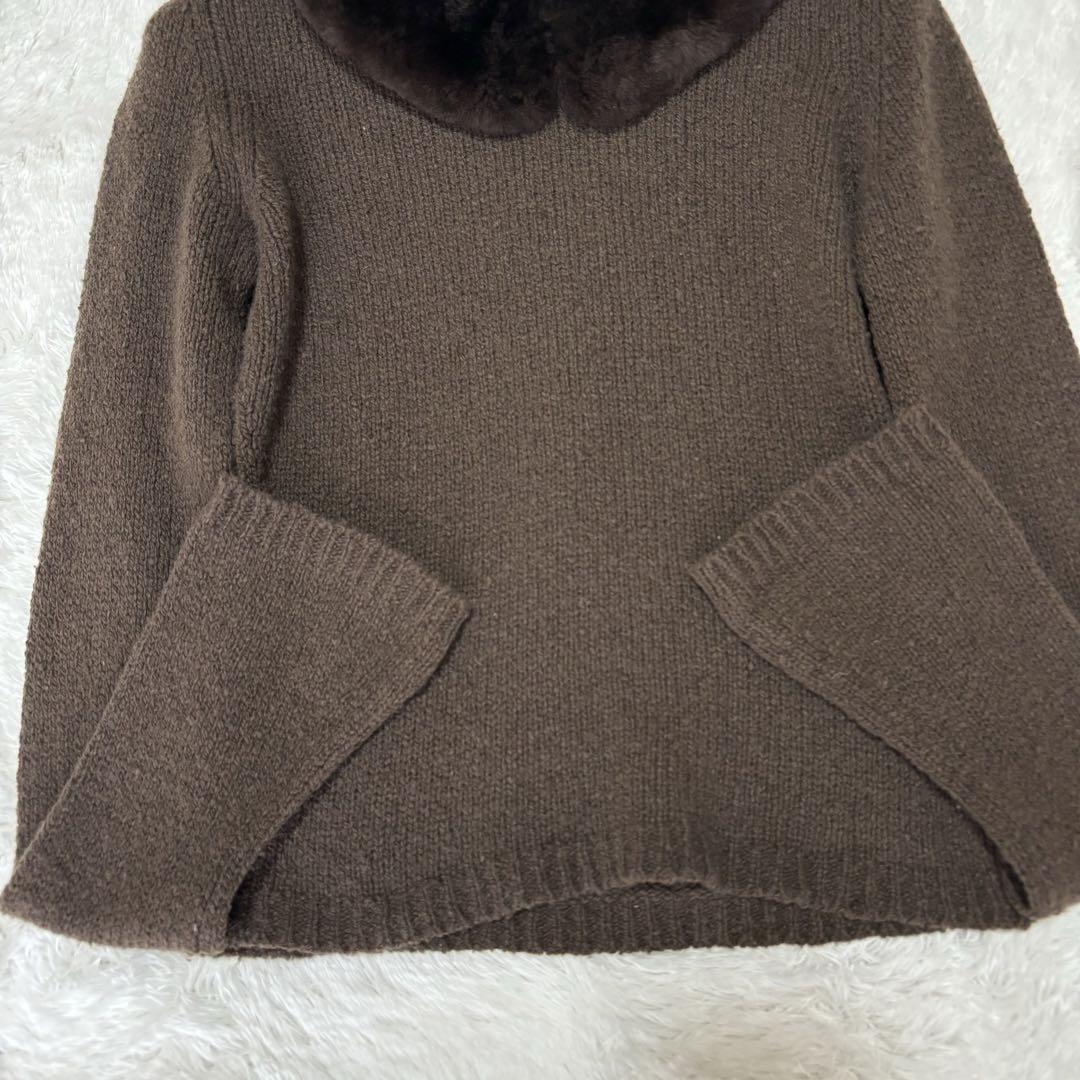 FOXEY フォクシーブティック　高級　ヌートリアファー襟　カシミヤ100ニット