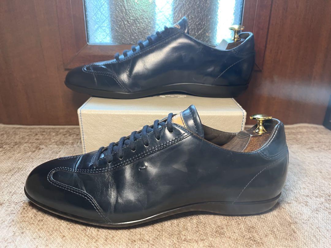 【極美品】Santoni レザーシューズ　UK7.5 ダークネイビー