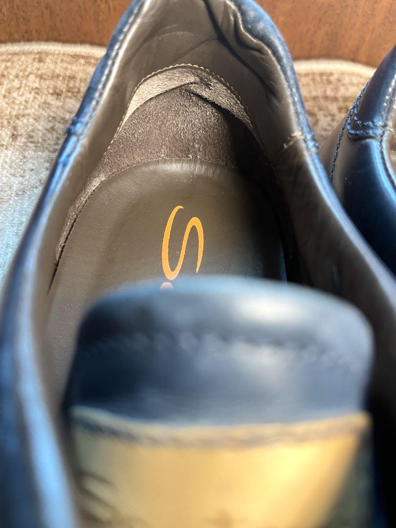 【極美品】Santoni レザーシューズ　UK7.5 ダークネイビー