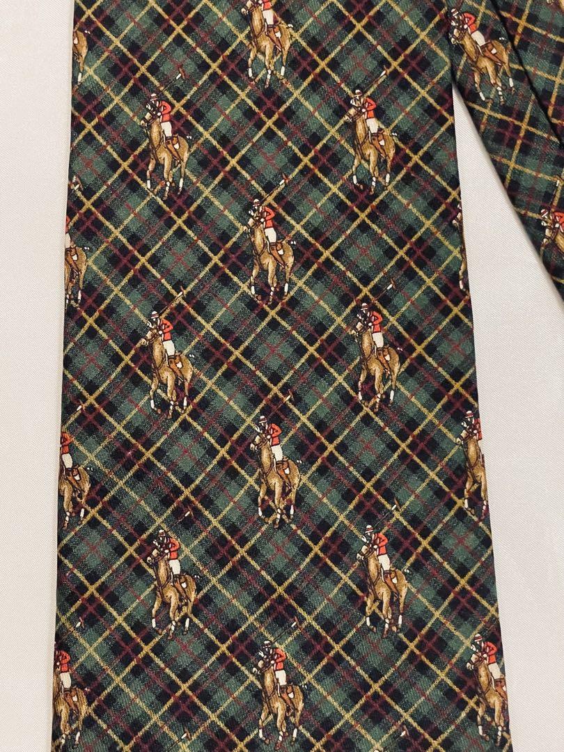 ヴィンテージ　Ralph Lauren 緑のチェック柄ネクタイ