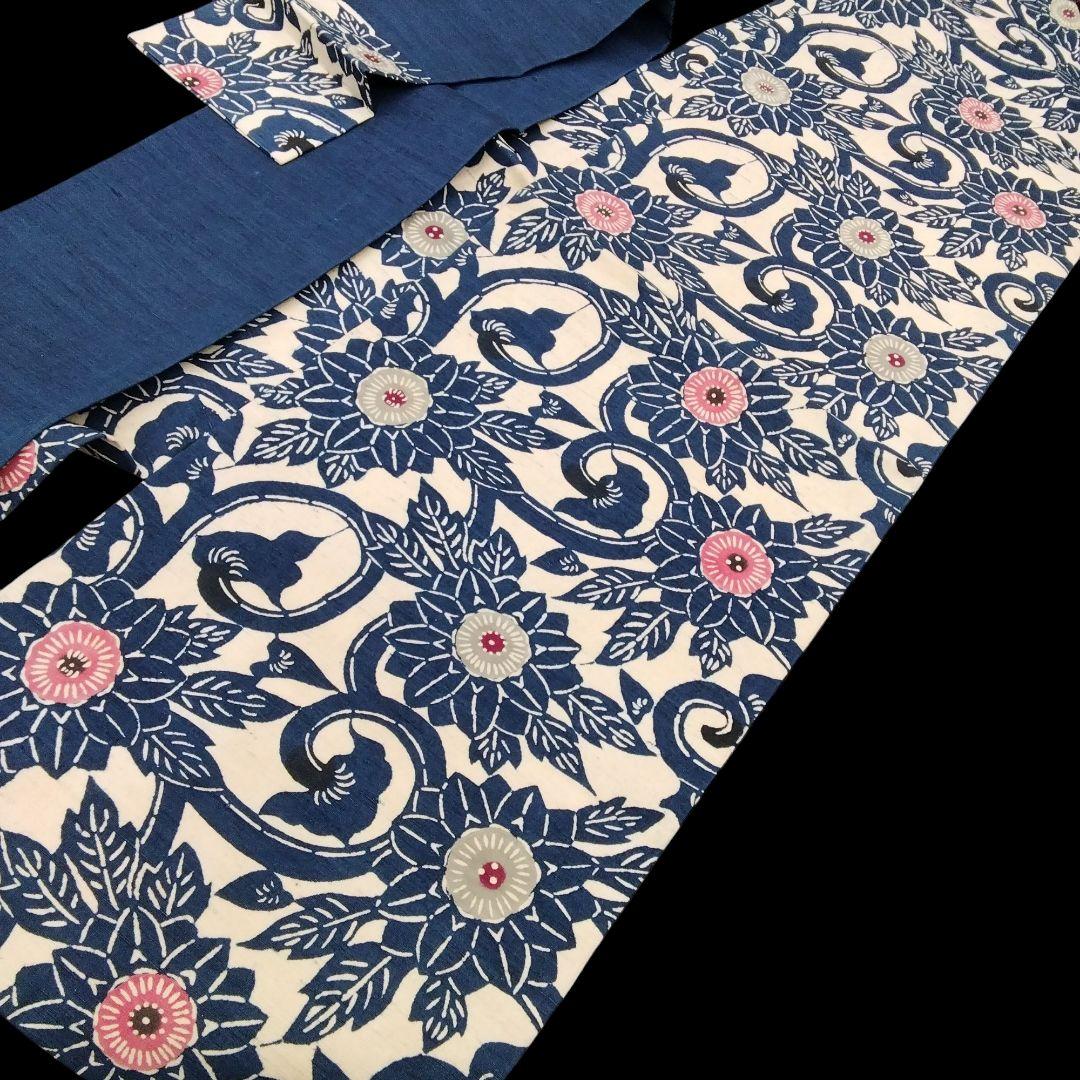 最大90％オフ - 特価 セール 型染 唐花 紬 名古屋帯 草木染 アイボリー 藍 正絹 #4970 - メルカリ 着物・浴衣