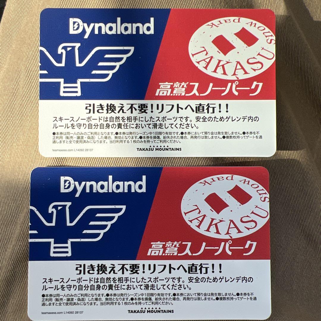高鷲スノーパーク/Dynaland 共通リフト券2枚セット + 割引