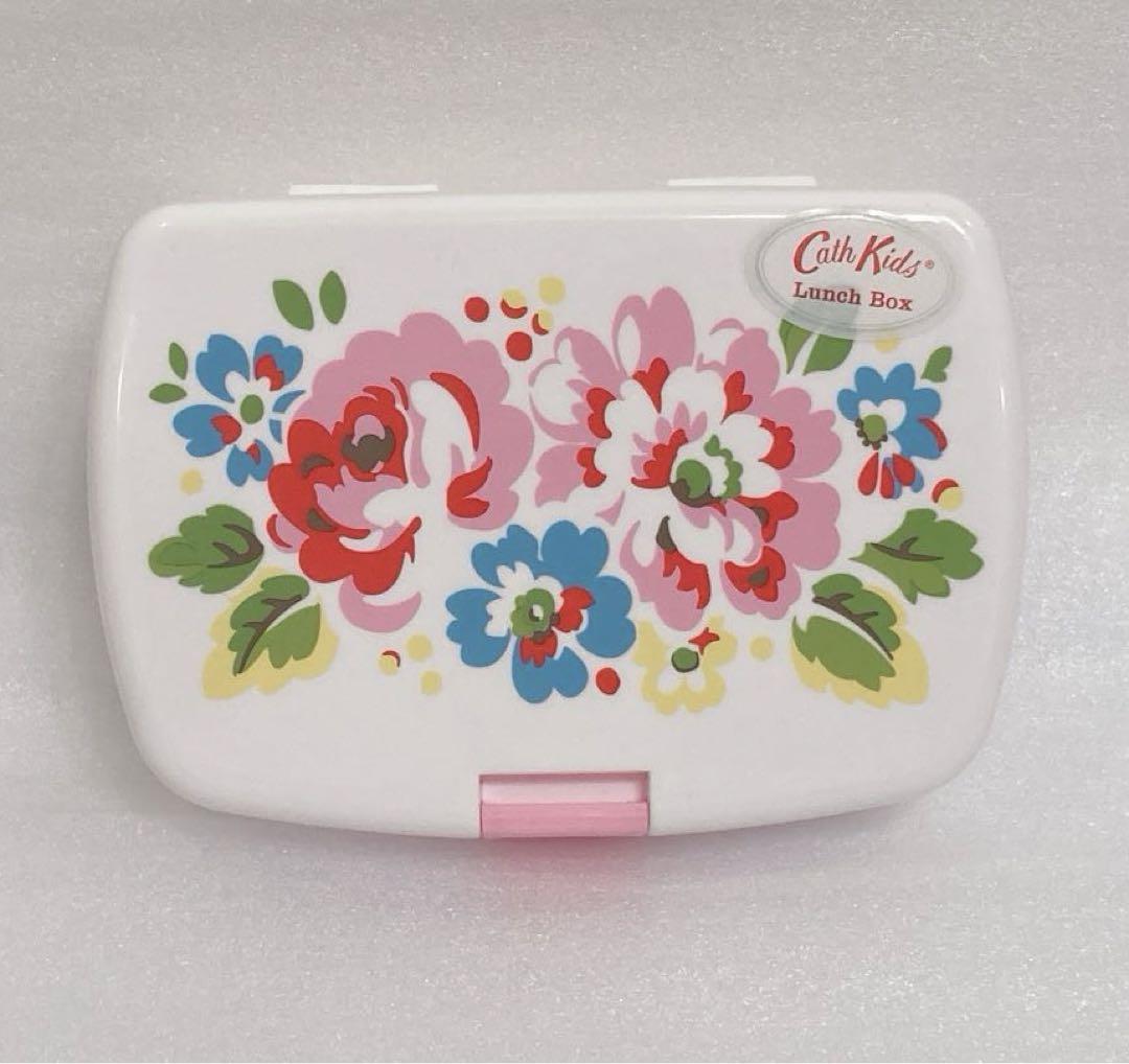 未使用キャスキッドソンランチボックスホワイト×ピンク花柄薔薇 弁当箱