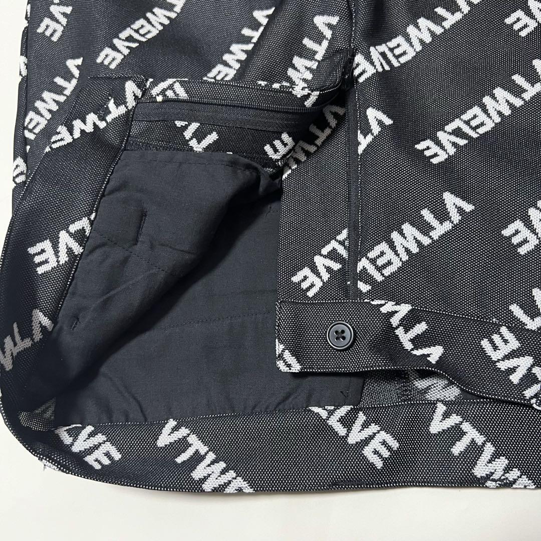 美品 V12 VET PANTS ゴルフパンツ M 総ロゴ ブラック ストレッチ