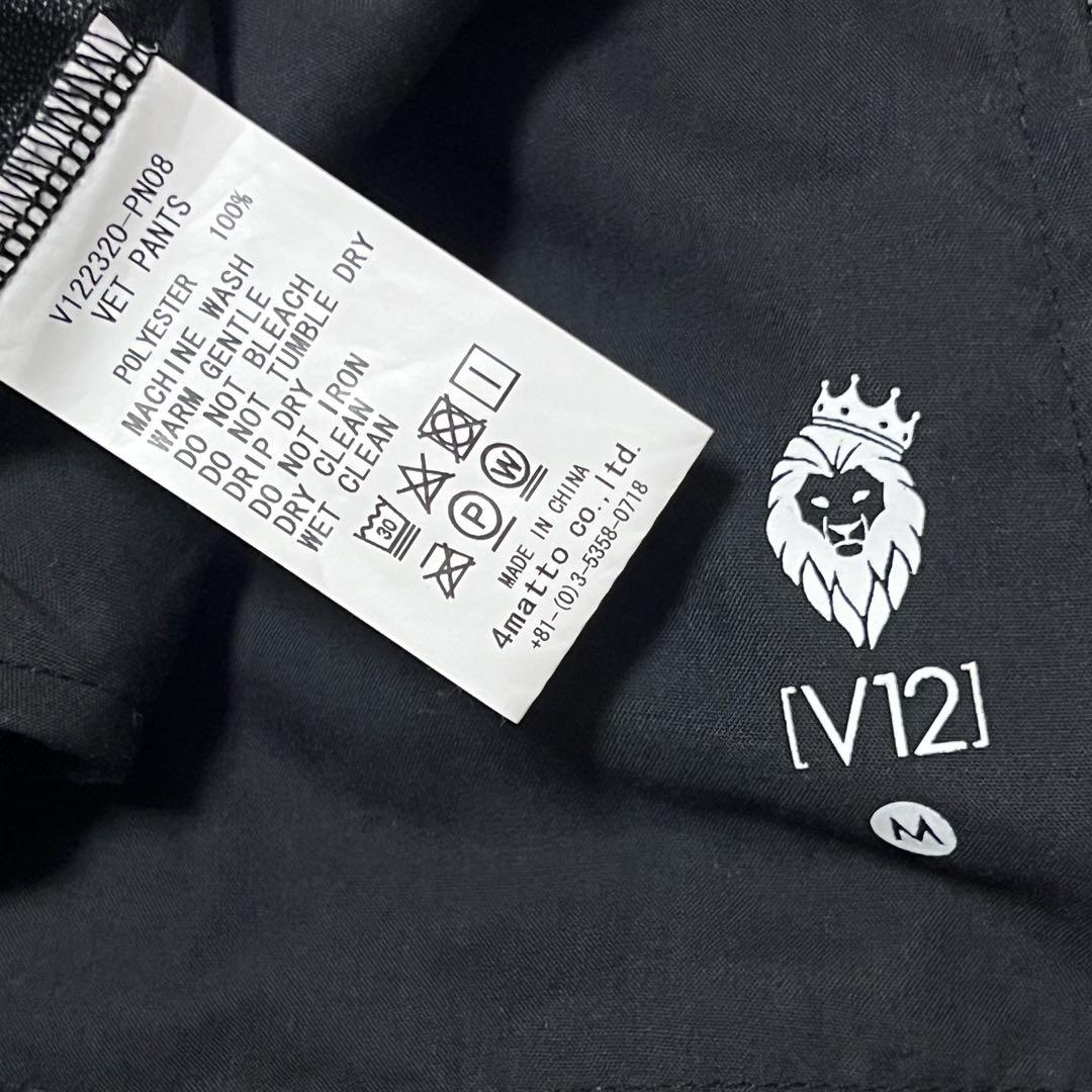 美品 V12 VET PANTS ゴルフパンツ M 総ロゴ ブラック ストレッチ