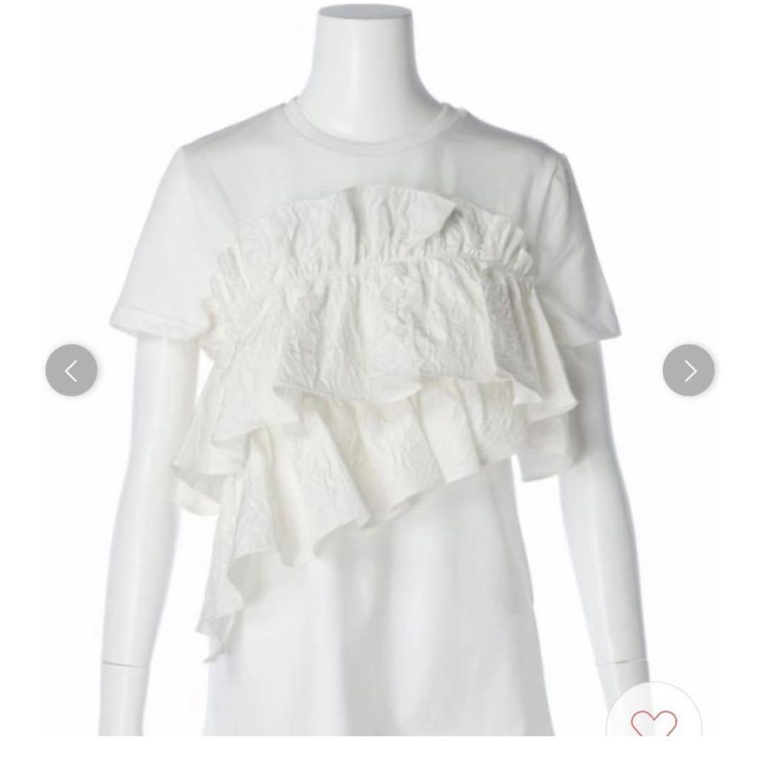 Mystrada アシメフリルTシャツ ホワイト