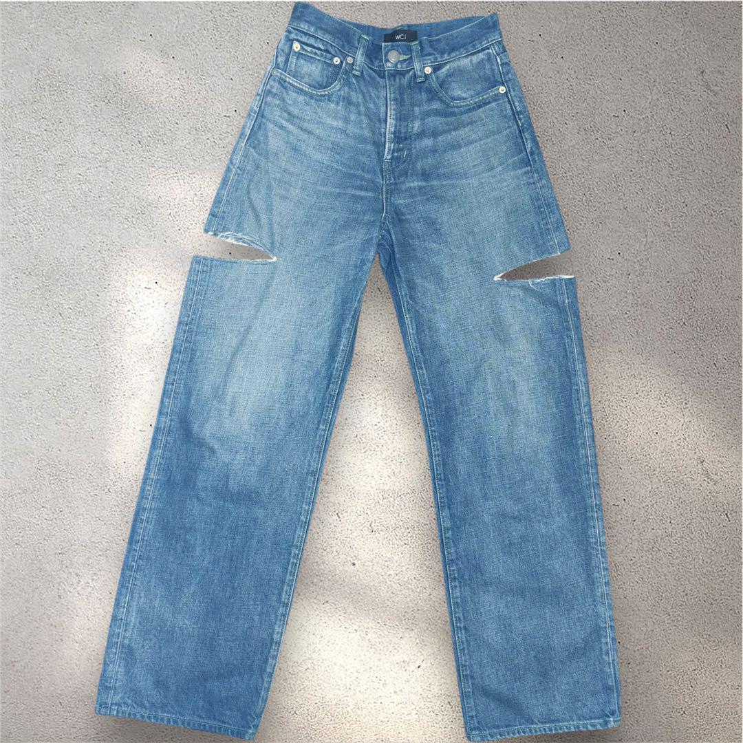 【送料込】 美品】 25インチ ブルー ジーンズ デニム サイドカット WCJ パンツ