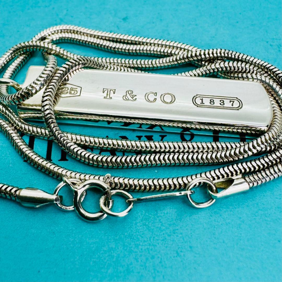 D771 極美品 ティファニー 1837 バー プレート ネックレス シルバー