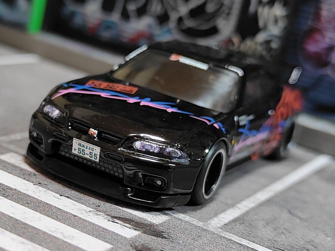 ホットウィールカスタム 日産 R4 GTR ワイスピ ☆深リム☆トミカ改造☆ ホットウィールカスタム GTR R33 ☆走行可能✩深リム☆トミカ
