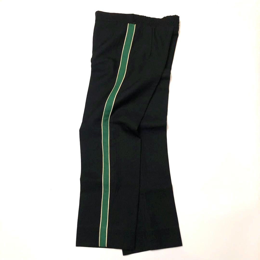 ★ヴィンテージ★側章スラックス 制服 S 黒 緑 ポリエステル