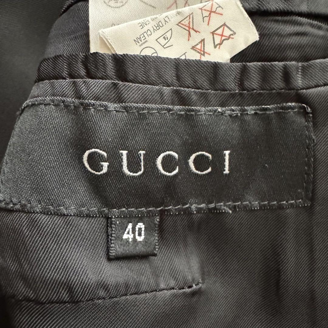 【グッチ】トムフォード期　ロングコート カシミヤ混 40 黒　比翼ボタン