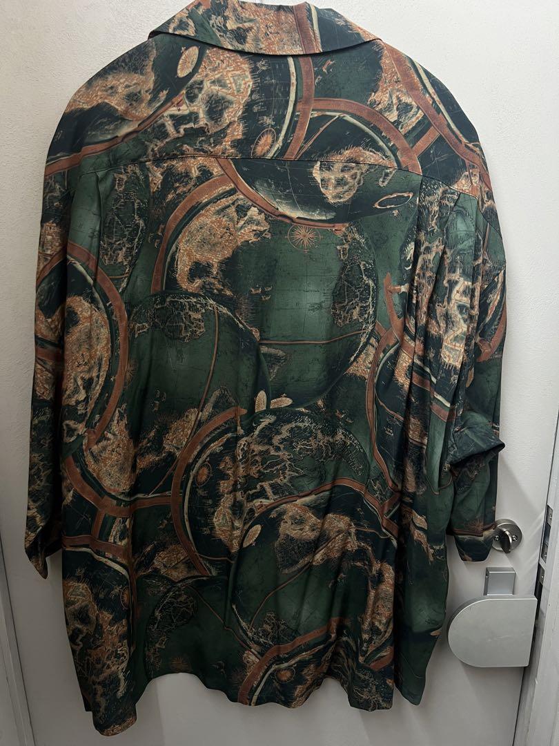 TIGHTBOOTH タイトブース : 7分袖グローブ総柄シャツ GreenL