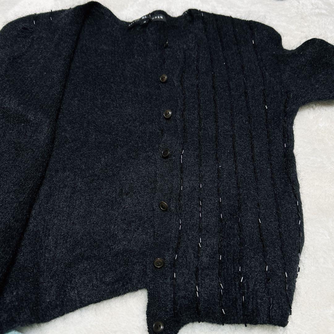 希少デザイン　Ralph Lauren モヘヤ　カーディガン　黒　ビーズ 希少デザイン Ralph Lauren モヘヤ カーディガン 黒 ビーズ
