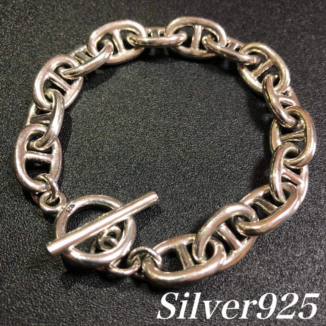 シルバー925 アンカーチェーン ブレスレット 錨 アクセサリー メンズ L