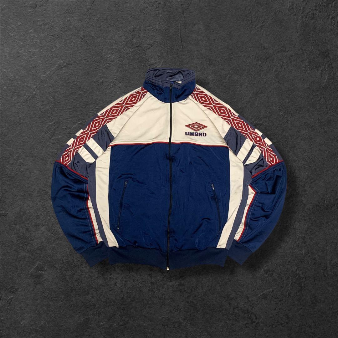 90sUMBRO古着トラックジャケットシンプルワンポイント刺繍ロゴネイビーJ8 古着通販90年代 UMBRO アンブロ イングランド代表 ポリエステル