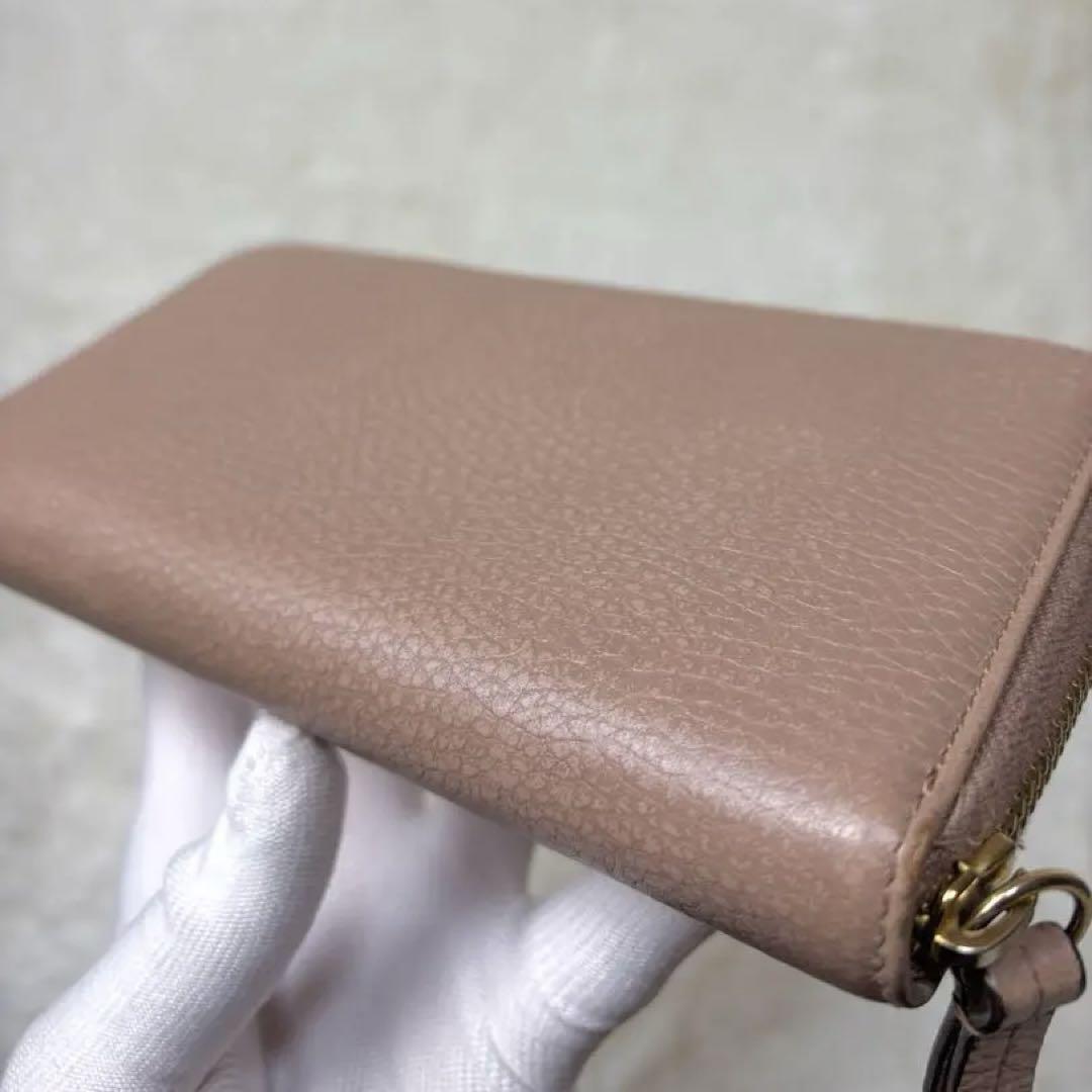 GUCCI 長財布 ダブルG ジップアラウンドウォレット シボ革