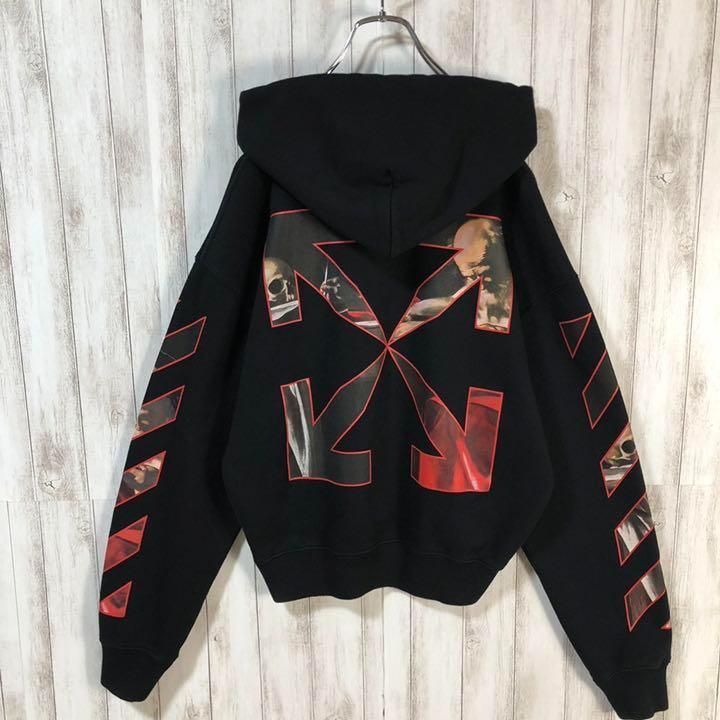 値下げ⭕️OFF-WHITE クロスアロー 両面ロゴ パーカー 【正規品質保証】