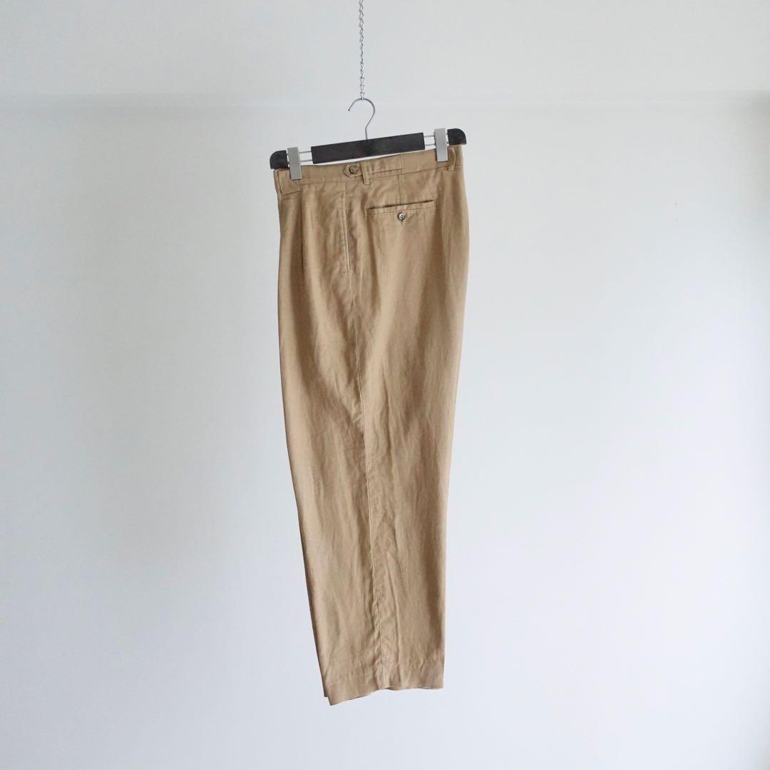 80s 90s Cerruti 2タック　リネン　ワイドトラウザーズ　ベージュ