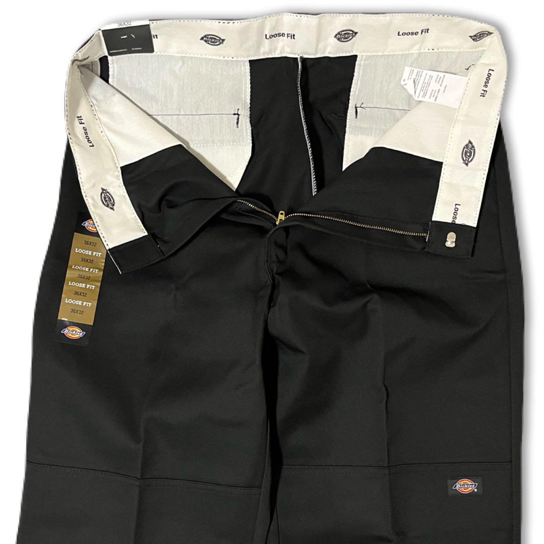 新品 36x32 ブラック DICKIES ダブルニー LOOSE FIT