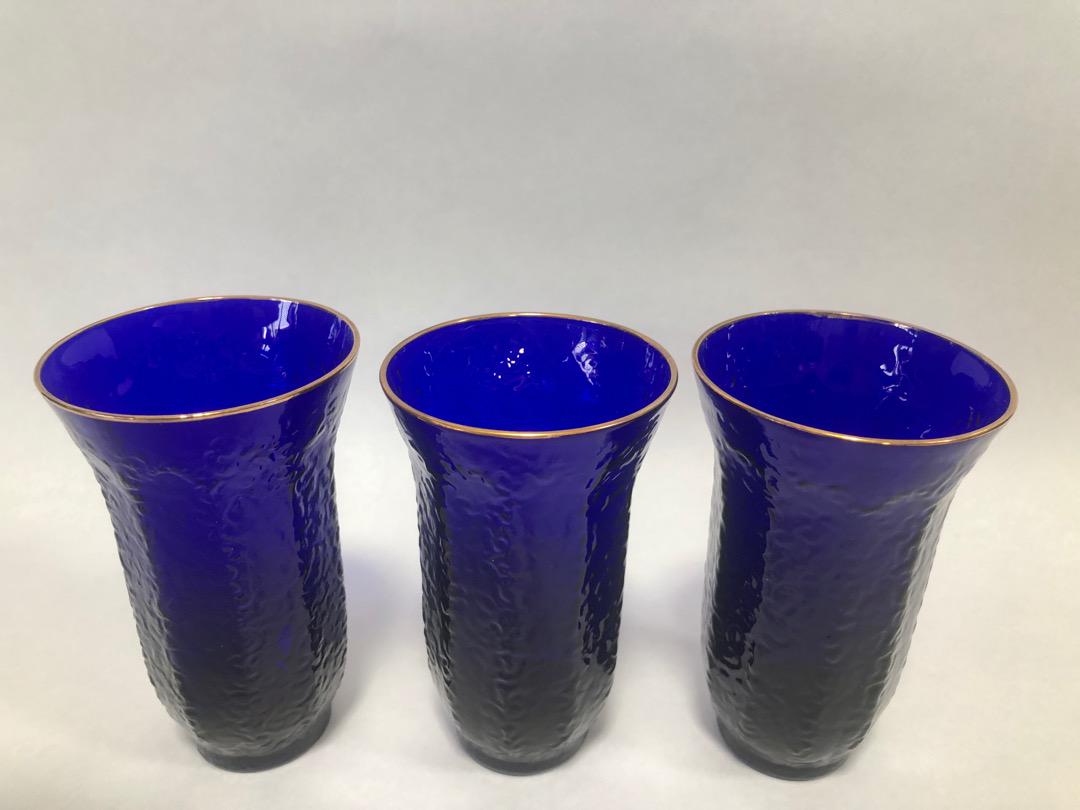 色変わり切子グラス5個　瑠璃ブルーグラス5個の　10個セット　美品