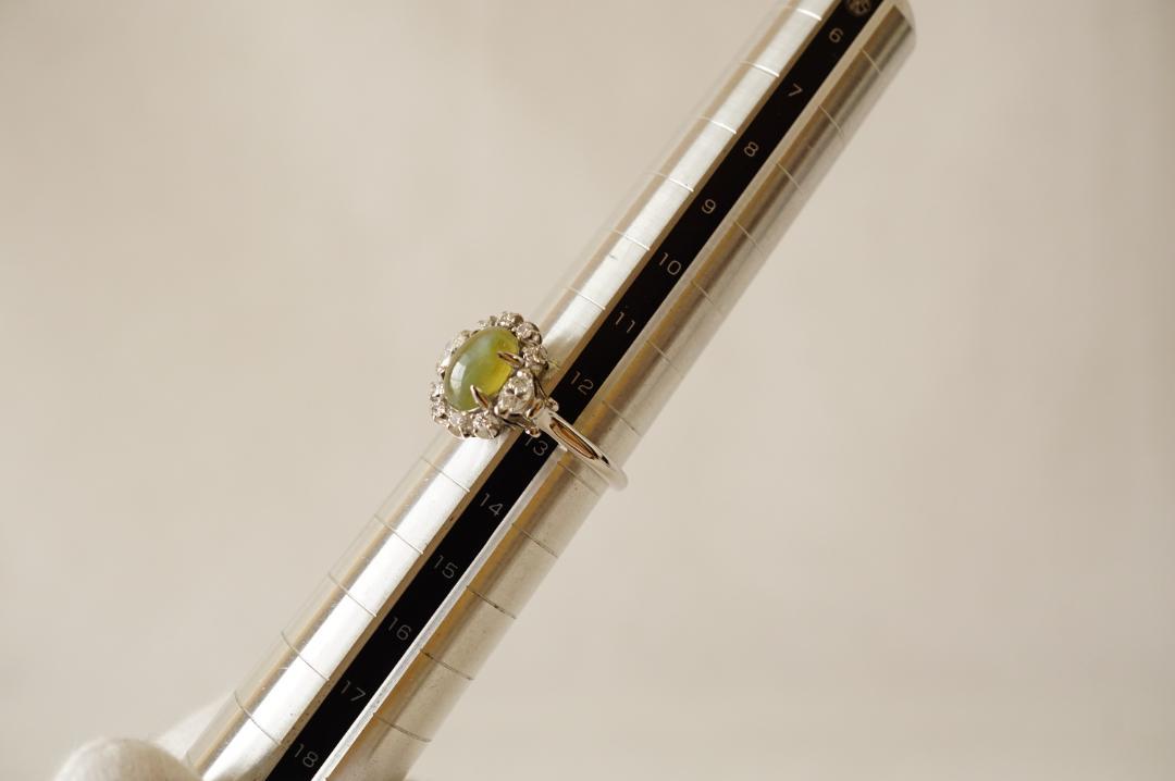 リング・ 甘党様 & ダイヤ プラチナリング i8HJP-m66646265476 キャッツアイ 2.18ct ・ミニ