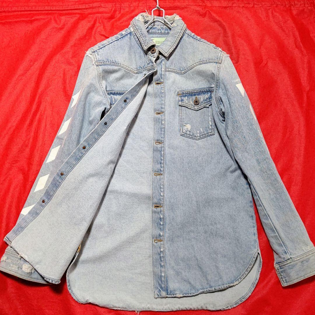 off-white / オフホワイト デニムシャツ 「ダメージ加工」