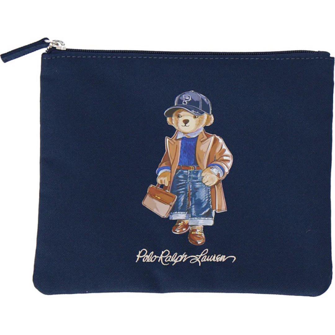 【新品タグ付】ポロラルフローレン ポロベア ポーチ付きトートバッグ ネイビー系
