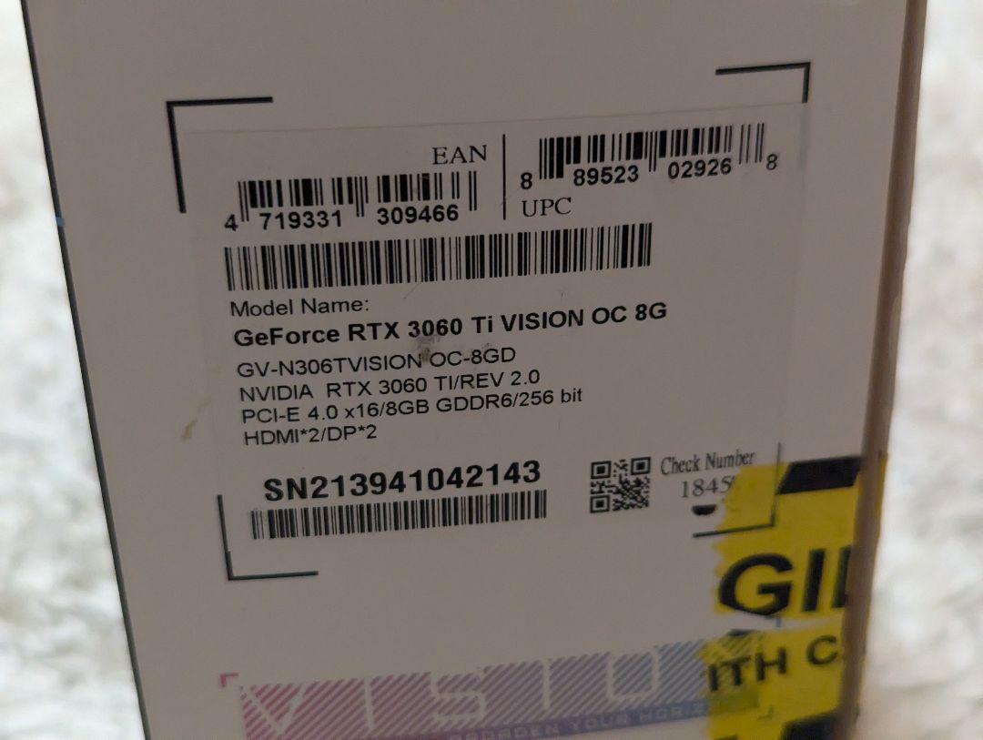 グラフィックボード・グラボ・ビデオカード GIGABYTE  RTX3060Ti  VISION  OC  8GB