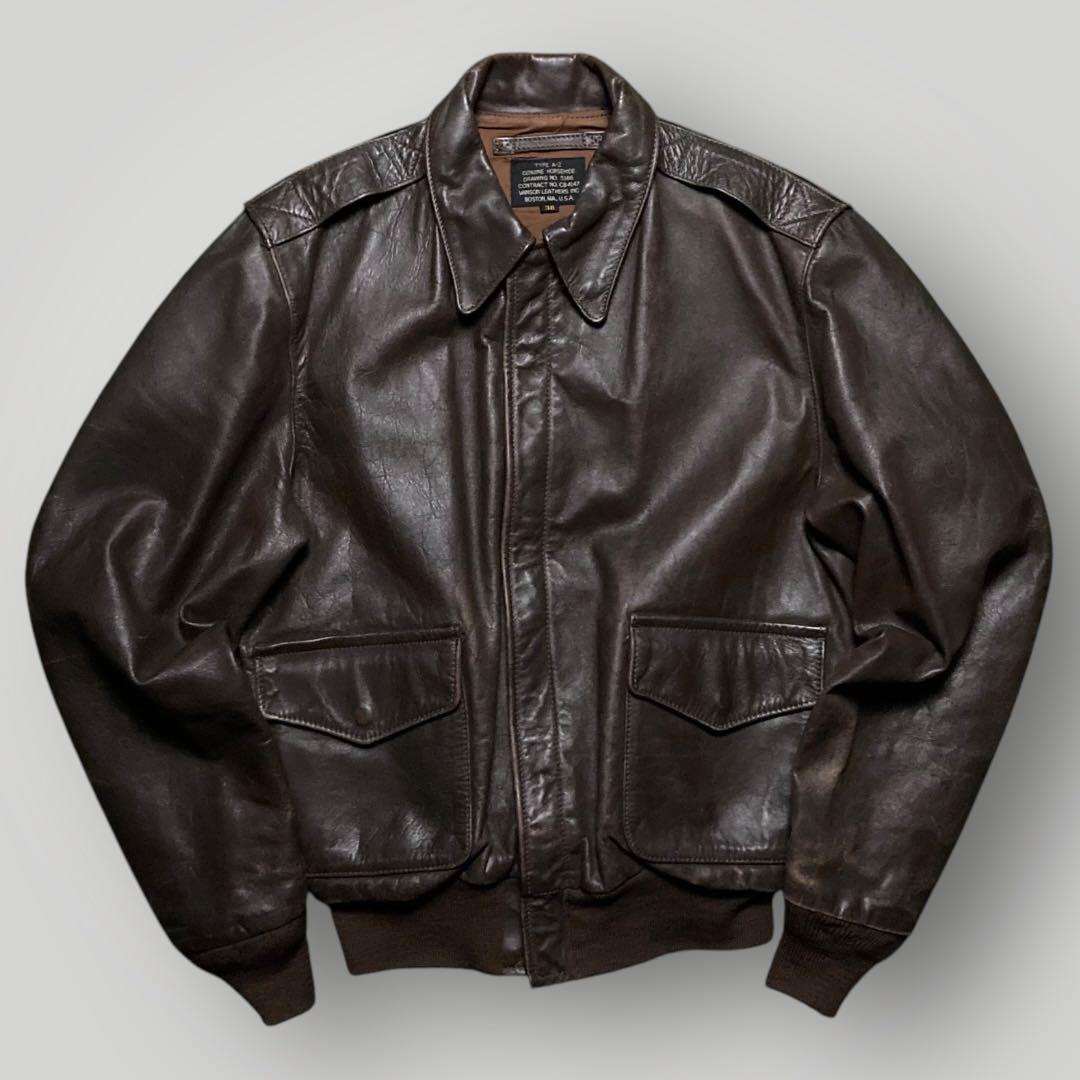激レア VANSON ヴァンソン A-2 フライトレザージャケット ブラウン38