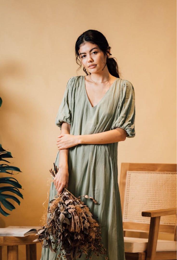 Turquoise Blue Co.Puff Sleeve Maxi Dress