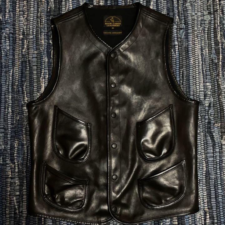 【美品】ハイラージレザーズ レザーベスト ファインクリークレザーズ 【美品】ハイラージレザーズ レザーベスト ファインクリークレザーズ