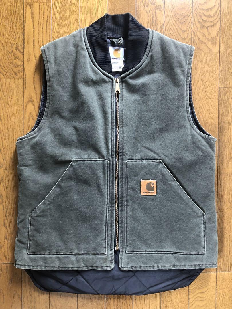 USA製　M  モスグリーンMOS ベスト　ダック　カーハート◆carhartt