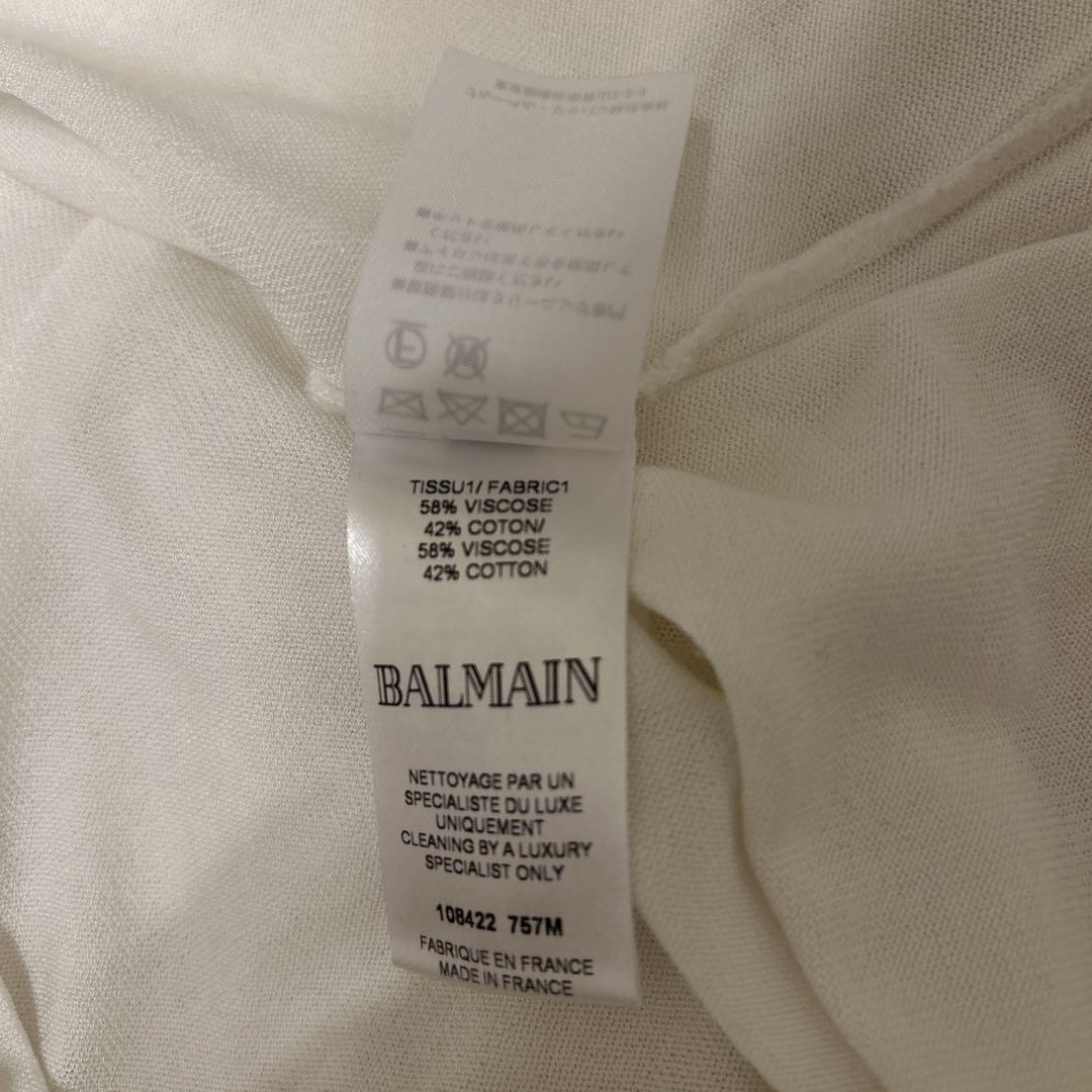 BALMAIN バルマン　クルーネック　カットソー　Tシャツ　ホワイト